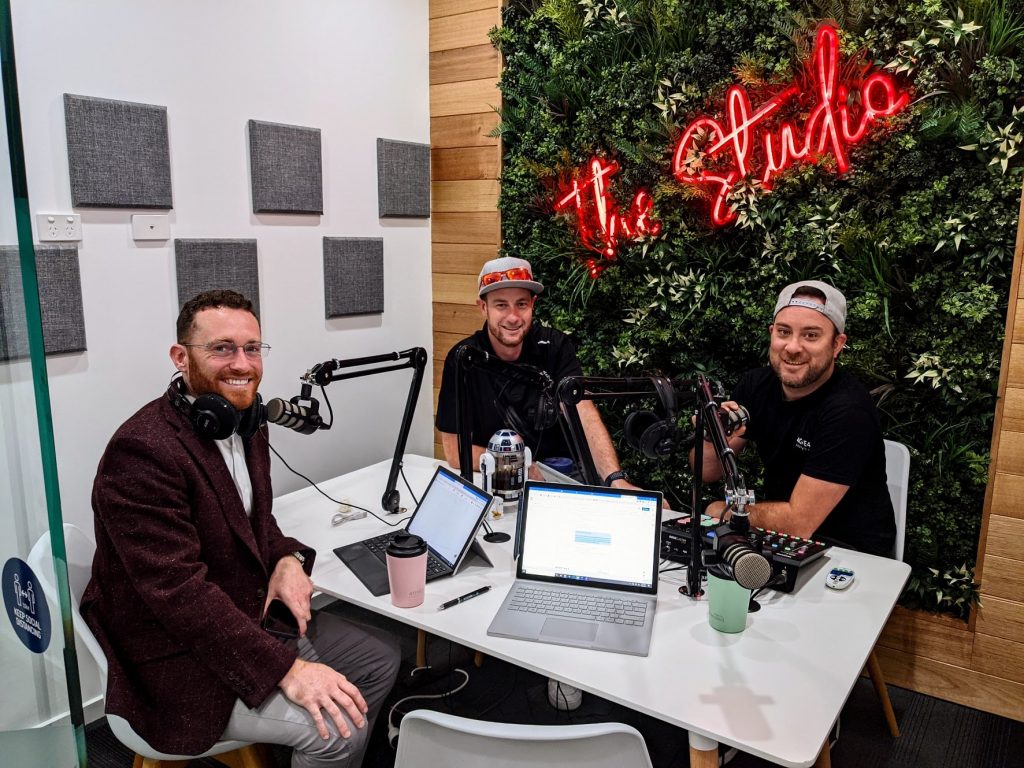 4one4 Property Co | The Property Pod Milestone | The three hosts of the Property Pod: John McGregor, Aaron Horne, and Patrick Berry [from left to right]