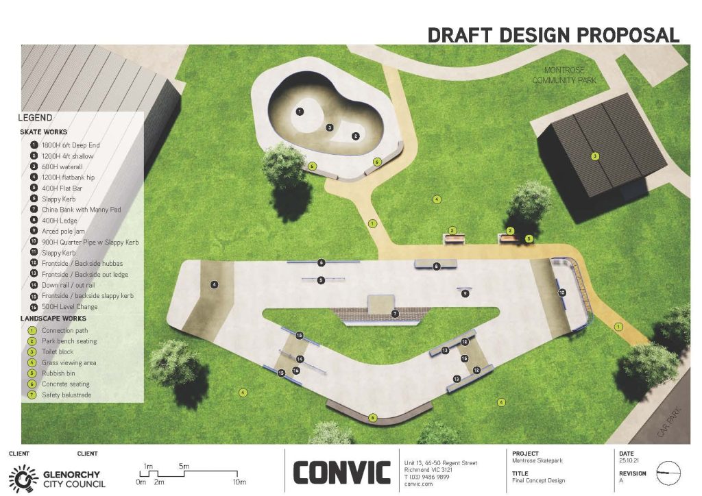 4one4 Property Co | Montrose Skaterpark | Final and official design of Montrose Skatepark [Photo: Glenorchy City Council website]