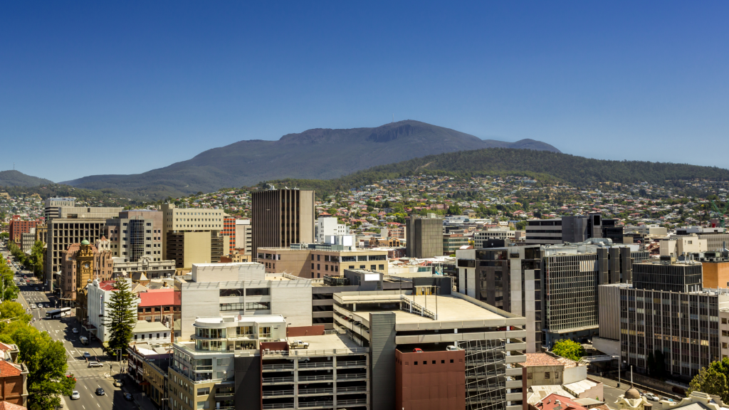 4one4 Property Co | Real Estate Investment | Aerial shot of the City of Hobart