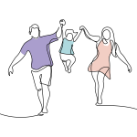 4one4 Property Co | Single Line Drawing Family walking together